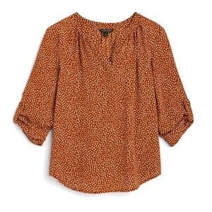 41 Hawthorn burnt orange blouse w/white details. 3/4 sleeves. Size S. NWT